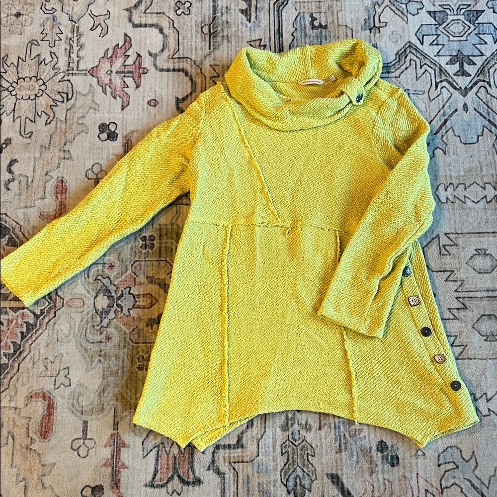 Soft Surroundings Vibrant Yellow Cowl Neck Sweater